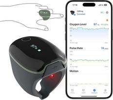 "ViATOM O2ring" "Bluetooth" oksimetras, pulsoksimetras pirštų galiukais nuolatiniam stebėjimui naktį, miego oksimetras SpO2 ir širdies ritmui matuoti (išplėstinės funkcijos)