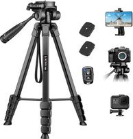 "Victiv" fotoaparato mobiliojo telefono trikojis, 172 cm nešiojamas fotoaparato trikojis, aliumininis trikojis su nuimama 3 krypčių galvute, skirtas DSLR "Canon" "Nikon" "Sony" veiksmo fotoaparatui Foto trikojis, skirtas "iPhone" išmaniesiems telefonams