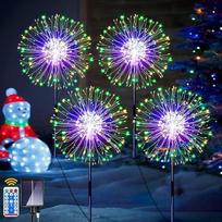 "yowin" saulės žibintai, skirti naudoti lauke, 4 x 120 LED saulės žibintai, pienės su nuotolinio valdymo pulteliu, 8 režimai, fejerverkai, sodo apšvietimas, atsparūs žiemai, sodo žibintai, saulės kištukas balkonui, takui, kiemui