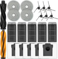 (22 vnt.) X50 Ultra atsarginės dalys, skirtos "Dreame L40S Pro Ultra" / "L50 Pro Ultra" / "X50 Master" dulkių siurbliui-robotui, 2 ritininiai šepetėliai, 6 šoniniai šepetėliai, 5 dulkių maišeliai, 5 HEPA filtrai, 4 šluostės, priedai