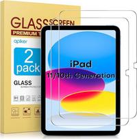 apiker "iPad 11/10th Generation" Apsauginis stiklas, suderinamas su 2025 iPad 11 colių (A16)/10 kartos ekrano apsauga, apsauganti nuo įbrėžimų, be burbuliukų, 2 pakuotės