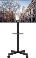 BONTEC televizoriaus stovas ant ratukų, pakreipiamas, reguliuojamo aukščio riedantis televizoriaus stovas su medijos dėklu, skirtas 23-60 colių LED, LCD, OLED plokščiems ir lenktiems televizoriams, išlaiko iki 40 kg svorį