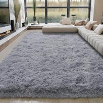 BSGIFT Aukšto plauko kilimas 200 x 300 cm, "Shaggy" svetainės kilimas, pūkuotas pilkas ilgas plauko kilimas, svetainės kilimas, aukšto plauko kilimas, neslidus, modernus itin didelis kilimas miegamajam, vaikų kambariui