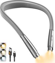 enclize Neck Reading Lamp Book Įkraunama skaitymo lempa knygai lovoje, 3 ryškumo lygiai, lengva, patogaus dizaino, patvari, skaitymo lempa ant kaklo puikiai tinka mezgimui, amatams, stovyklavimui (pilka)