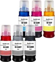 LAIPENG GI-53 GI53 rašalas, suderinamas su PIXMA G550 G650 spausdintuvais GI-53 BK GI-53BK GI-53C GI-53M GI-53Y GI-53GY GI-53R 6 spalvų daugiafunkcinė pakuotė (juoda, žydra, purpurinė, geltona, pilkai raudona)