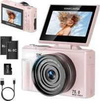 LAMA Skaitmeninis fotoaparatas 4K 64MP mini skaitmeniniai fotoaparatai 3,0 colių fotokamera su 64G SD kortele, 180° apverčiamas ekranas, 18X priartinimas, kompaktiškas fotoaparatas Skaitmeninis fotoaparatas, skirtas pradedantiesiems, vaikams, paaugliams (