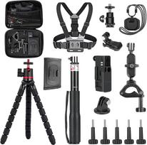 NEEWER Basics 16-in-1 priedų rinkinys, suderinamas su DJI OSMO Pocket 3, mini trikojis Selfie Stick krūtinės dirželis Magnetinis kaklo priedas Pratęsimo adapteris Alpinizmas Dviračių sportas Dual Cam Vlog, GP-52