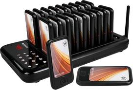 Retekess TD173 Pager iškvietimo sistema, 500 m Pager sistema restoranui, 20 Pager, 7 iškvietimo režimai, Plug and Play, su nutildymo mygtuku, keičiamais lipdukais, Pager maitinimo sistema konditerijos parduotuvėms, viešbučiams, užeigoms