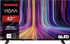 TELEFUNKEN QLED televizorius 43 colių išmanusis televizorius VIDAA QU43VP750S 4K televizorius UHD, HDR televizorius su "Dolby Vision", "Dolby Atmos", trigubu imtuvu ir 6 mėn. "HD+", LED televizorius, juodas