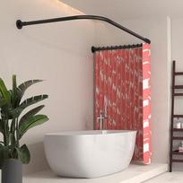 U formos dušo užuolaidų bėgelis 75 x 170 x 75 cm, nerūdijančio plieno gręžtinis reguliuojamas dušo užuolaidų bėgelis, nereikalingas lubų laikiklis, dušo užuolaidų bėgelis voniai su 18 kabliukų