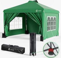 VOUNOT Pavillon 3x3m Wasserdicht Stabil Winterfest, Pop Up Faltpavillon mit 4 Seitenteilen und 5 Sandsäcke, Faltbar Partyzelt Gartenzelt Gartenpavillon inkl. Tasche, Grün
