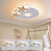 YUEEU 34 cm LED lubų šviestuvas Miegamasis Medinis vaikų kambario šviestuvas Lubų žvaigždė Vaikiškas šviestuvas Stebimas lubų šviestuvas vaikams Šviestuvas su nuotolinio valdymo pulteliu
