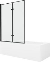 Vonia Mexen Vega su apdaila ir stiklo sienele, 180x80 cm + 120 cm (II), White+Black frame
