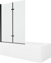 Vonia Mexen Vega su apdaila ir stiklo sienele, 180x80 cm + 120 cm (II), White+Black/Transparent