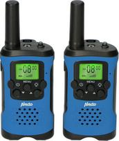 "Alecto FR-115" dviejų vaikiškų radijo ragelių rinkinys - iki 7 kilometrų nuotolio radijo ragelių rinkinys - 8 kanalai - integruotas žibintuvėlis - apšviestas ekranas - mėlyna/juoda