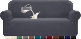 "Granbest Stretch" vandeniui atsparus 1 dalies sofos užvalkalas, "Spandex Jacquard" elastingas sofos užvalkalas su neslystančiomis putomis (3 sėdimos vietos, pilka)