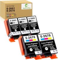 "JoyPrinting" rašalo kasetės T2661 T2670, suderinamos su "Epson Workforce WF-100W WF-110W / WF 100 110W" (2 x juodos spalvos, 9 ml, 3 x spalvotos, 11 ml)