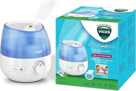"Vicks Mini Cool Mist" ultragarsinis oro drėkintuvas (kompaktiškas, tylus, geresniam miegui, kosuliui ir peršalimui, komfortui, eteriniams aliejams, drėgmei, patalpoms iki 15 m2) VUL525