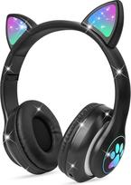 AXFEE Vaikų "Bluetooth" ausinės, mergaičių "Cat Ear" ausinės, per ausis su LED šviesa, sulankstomos stereo ausinės, belaidės, ausinės vaikams su mikrofonu, "Micro SD/TF" mobiliesiems įrenginiams