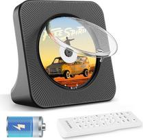 Nešiojamojo CD grotuvo baterija 4000 mAh "Bluetooth" CD grotuvo, skirto vaikams, su garsiakalbiais, nuotolinio valdymo pulteliu, dulkių dangteliu, FM radijo imtuvu, USB ir AUX prievadu, juoda