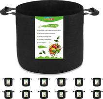 OPPOLIFE 12 Pack Black Plant Grow Bags Heavy Duty Ventilated Fabric Pots with Handles for Garden and Outdoor Planting