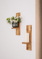Minimalistinė sienos lentyna Bold Frame PREMIUM, tamsintas ąžuolas, 2 vnt.