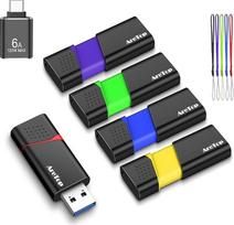 "AreTop USB Stick 3.0" 16GB, 5 atminties kortelių pakuotė, didelės spartos, skaitymo greitis iki 100MB/s, su 1 USB-C adapteriu, suderinama su kompiuteriu, nešiojamuoju kompiuteriu, automobiliu ir žaidimų konsole