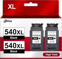 CanPick 540XL PG 540 XL Black Suderinama su "Canon" 540 XL spausdintuvo kasetėmis 540 PG 540 PG-540XL, skirtomis "Canon Pixma TS5150 MG3650s TS5151 MG4250 MX475 MG3600 MG3650 TS5100 MX395 (2 juodos spalvos)