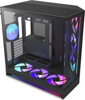 NZXT H9 Flow RGB+ (2025) - Didelė dviejų kamerų ATX Mid-Tower kompiuterio dėžė su 7 RGB ventiliatoriais (6 x 140 mm, 1 x 120 mm) ir valdymo svirtimi - 420 mm radiatoriaus palaikymas - Juoda