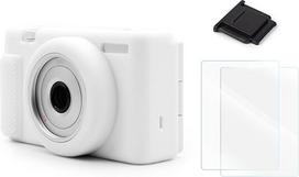 VOVMOEYA ZV-1F fotoaparato dėklo priedai, "Sony ZV-1F ZV-1 II" dėklas, "Sony ZV-1F/ZV-1 II/ZV-1M2" silikoninis dėklas su ekrano apsauga [2 pakuotės] ir fotoaparato "Hot Shoe" dangtelis