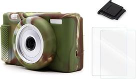 VOVMOEYA ZV-1F fotoaparato dėklo priedai, "Sony ZV-1F ZV-1 II" dėklas, silikoninis "Sony ZV-1F/ZV-1 II/ZV-1M2" dėklas su ekrano apsauga [2 vnt.] ir fotoaparato "Hot Shoe" dangteliu, "Camo" spalva, fotoaparato dėklas