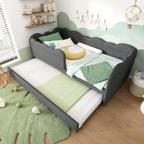 Vaikų ištraukiama sofa-lova 90x190 cm pilka