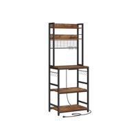 Virtuvės lentyna vintažinė ruda-juoda, 60 cm pločio, pastatoma