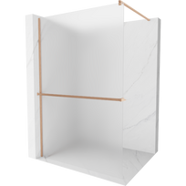 Mexen Kioto+ dušo siena su lentyna Walk-in 90 x 200 cm, matinis, šepečiu šlifuotas varis - 800-090-121-65-30