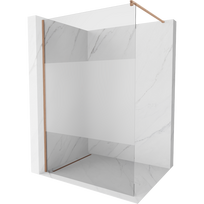 Mexen Kioto dušo sienelė Walk-in 130 x 200 cm, permatomas/matinis 8 mm, šlifuota varis - 800-130-101-65-35