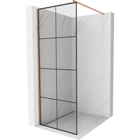Mexen Kioto dušo sienelė Walk-in 70 x 200 cm, juodas tinklelis 8 mm, šepečiu valytas varis - 800-070-101-65-77