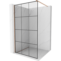 Mexen Kioto dušo sienelė Walk-in 110 x 200 cm, juodas tinklelis 8 mm, šlifuotas varis - 800-110-101-65-77