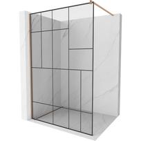 Mexen Kioto dušo sienelė Walk-in 80 x 200 cm, juodas raštas 8 mm, šlifuotas varis - 800-080-101-65-78