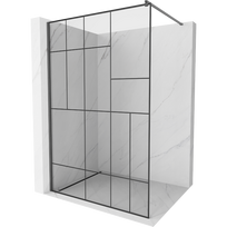 Mexen Kioto dušo sienelė Walk-in 120 x 200 cm, juodas raštas 8 mm, šlifuotas pistoletas pilkas - 800-120-101-66-78