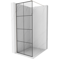 Mexen Kioto dušo sienelė Walk-in 90 x 200 cm, juodas tinklelis 8 mm, šlifuotas nikelis - 800-090-101-97-77