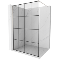 Mexen Kioto dušo siena Walk-in 140 x 200 cm, juodas tinklelis 8 mm, šlifuotas nikeliavimas - 800-140-101-97-77