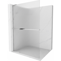 Mexen Kioto+ L dušo sienelė su lentyna Walk-in 90 x 200 cm, juostelės, chromas - 800-090-123-01-09