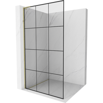 Mexen Kioto L pastatoma dušo siena Walk-in 100 x 200 cm, juodas tinklelis, auksinė - 800-100-103-50-77