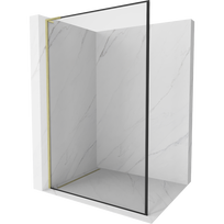 Mexen Kioto L dušo sienelė Walk-in 70 x 200 cm, juodas rėmas, auksinė šepečiuota - 800-070-103-55-70
