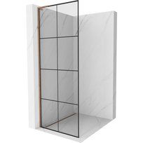 Mexen Kioto L dušo siena Walk-in 90 x 200 cm, juodas tinklelis, rožinis auksas - 800-090-103-60-77