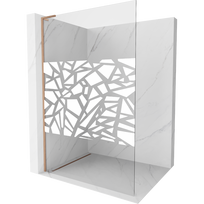 Mexen Kioto L dušo sienelė Walk-in 90 x 200 cm, baltas raštas, šlifuotas varis - 800-090-103-65-85