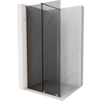 Mexen Velar stumdomoji dušo sienelė Walk-in 120 x 200 cm, grafitas 8 mm, šlifuotas varis - 871-120-000-43-65