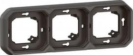 PLEXO 3 GANG HORIZONTAL AND VERTICAL FLUSH MOUNTING SUPPORT FRAME - ANTHRACITE 069608L | 3414971880016