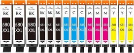 Cartridgeify PGI-580 CLI-581 XXL kasetės suderinamos su Canon 580XXL 581XXL spausdintuvo kasečių pakuote (15 pakuočių), skirta Pixma TS6350 TR8550 TS8250 TS705 TS9550 TS8350 TR7550 TS6351 TS8251 TS66 150