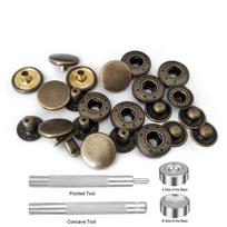 25 rinkiniai/pakuotė 10/12/15 mm metalinės spaudės siuvimo saga užsegimai + 2 vnt. įrankiai + 1 vnt. pagrindas siuvimui, odos dirbiniams, drabužiams, krepšiams 15mm Bronze